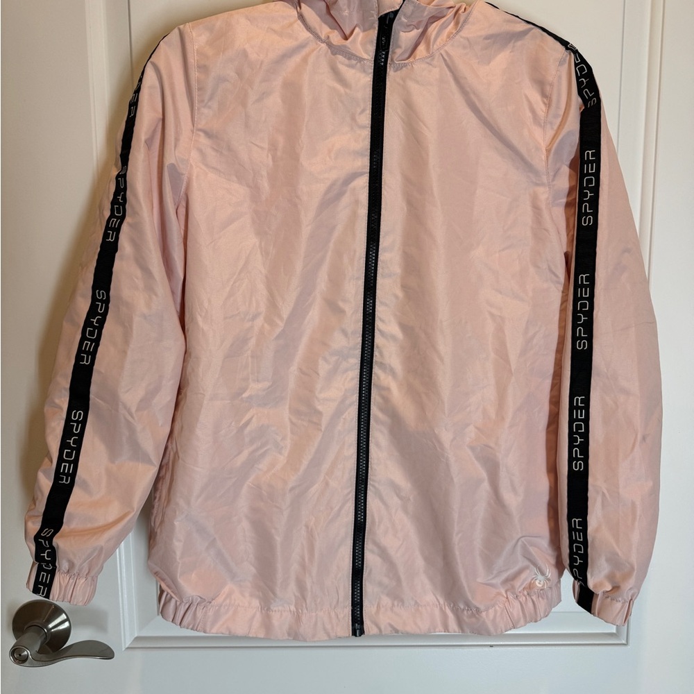 Women’s Spyder‎ Full Zip Hooded Jacket Pink Dogwood Light Weigh Size Small Pink